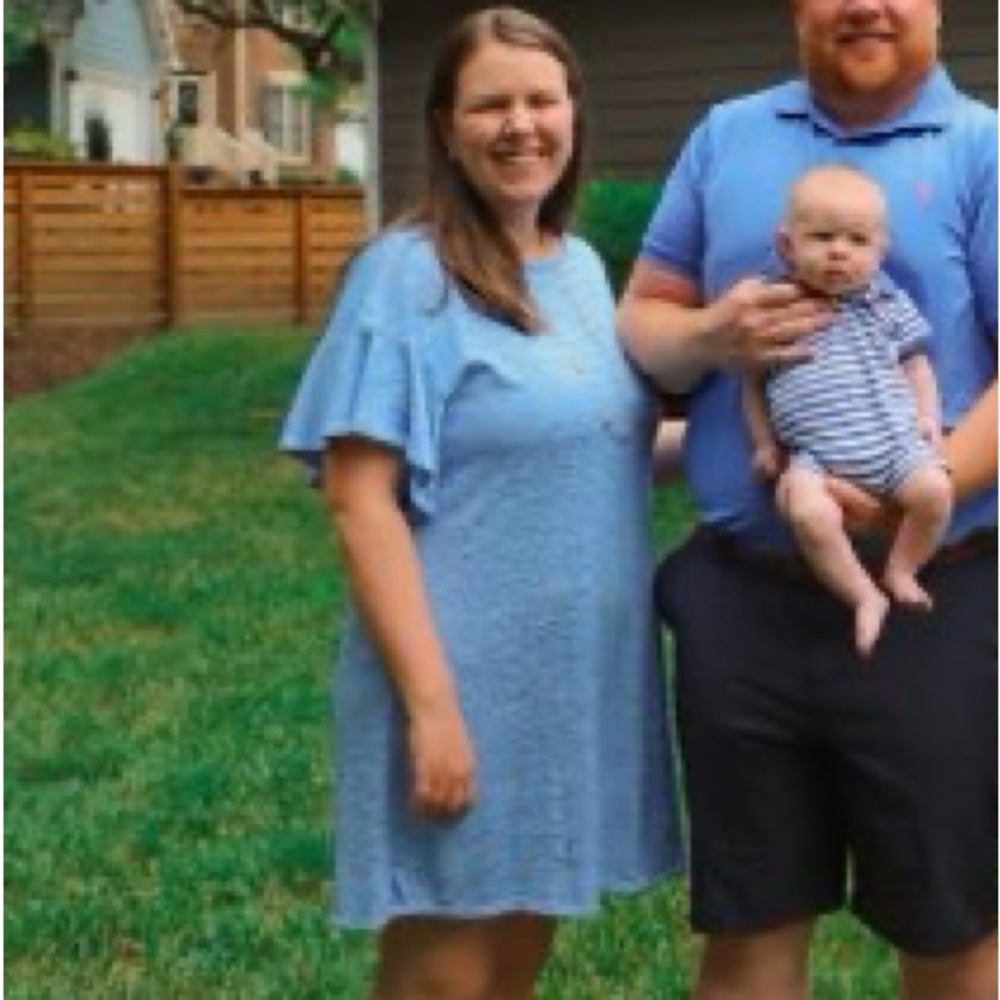 Ruby Rd Blue Dress with ruffle sleeves